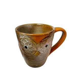 Elite Couture Gibson Owl Coffee Mugs Brown White Eyes‎ Elite  4 1/2 in x 4"